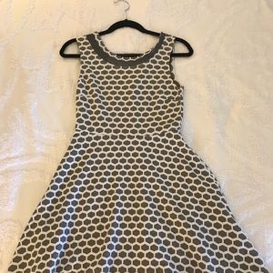 Pixley Grey and White Hexagon A-Line Dress